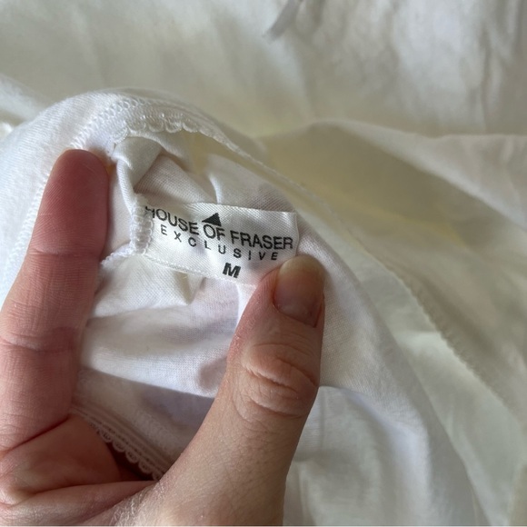 Vintage White Lace Trim Cotton Bodysuit – House of Fraser, Made in Italy, Size M - Picture 4 of 10